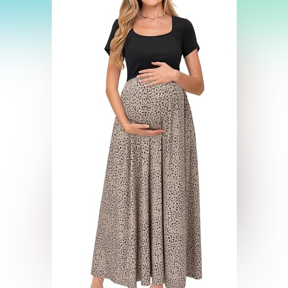 Elegant Leopard Print Maternity Dress - Picture 4 of 6